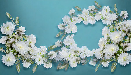 frame of white flower on backgroundの素材