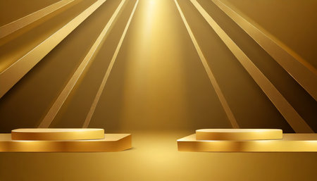 abstract gold background with floor stage idea for background and product showcase generative aiの素材