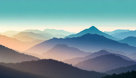 simple flat gradient mountain range landscape background generative aiの素材