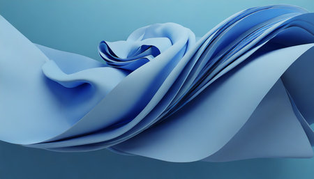 3d render abstract background with folded textile ruffle blue cloth macro wavy fashion wallpaperの素材