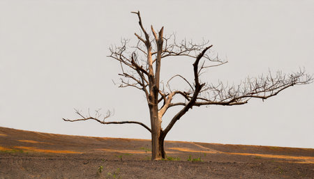 dead tree on white backgroundの素材