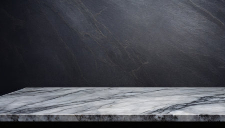 empty grey marble tabletop with dark stone background for product displayed generative aiの素材