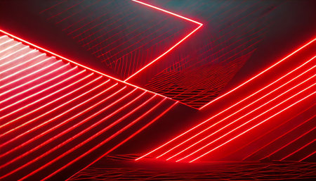 abstract geometric neon red background generative aiの素材