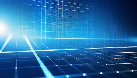 blue technology grid background abstract virtual screen backgroundの素材