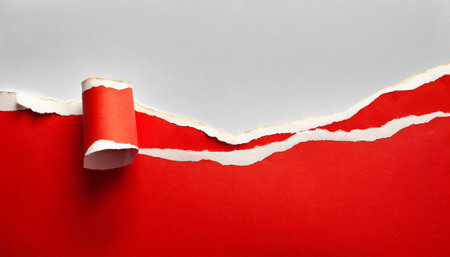 ripped red paper on whiteの素材