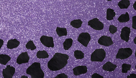 abstract background illustration of black animal print on a purple glitter backgroundの素材