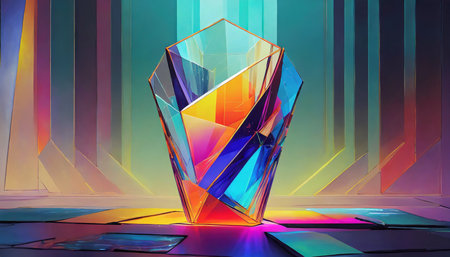 an abstract illustration of a dimension glass in different colors anime art generative ai technologyの素材