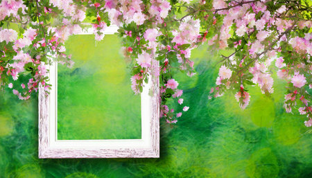 tree branch flower photo overlays summer spring painted frame s photo artの素材