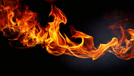 abstract fire flames movement on black backgroundの素材