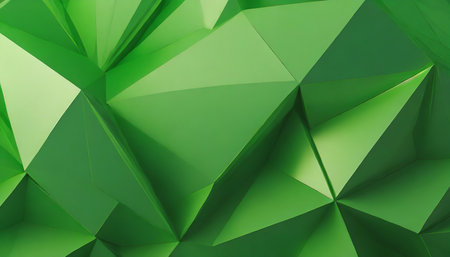 green background green crystal background with triangles 3d rendering enchanting green crystal background generative aiの素材