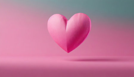 pink heart levitating with pink backgroundの素材