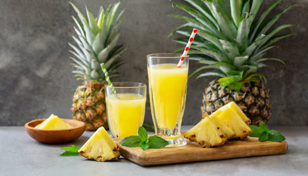 pineapple juice and pineappleの素材