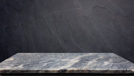 empty grey marble tabletop with dark stone background for product displayed generative aiの素材