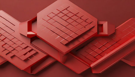 abstract modern red homeycomb backgroundの素材