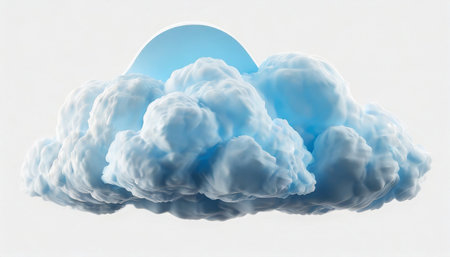 cloud on white background 3d renderingの素材