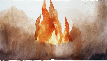watercolor fire on white backgroundの素材