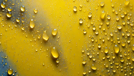 water drops yellow backgroundの素材