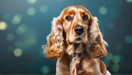 adult cocker spaniel dog posing over backgroundの素材