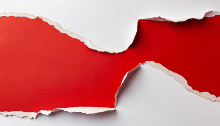 ripped red paper on whiteの素材