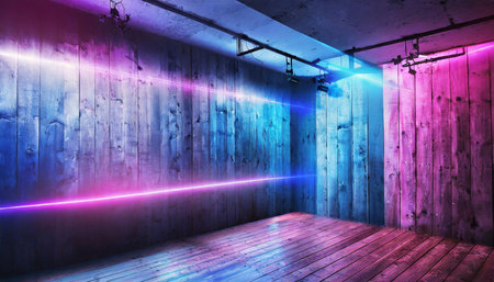 interior with neon lightsの素材