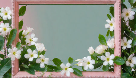 frame of white flower on backgroundの素材