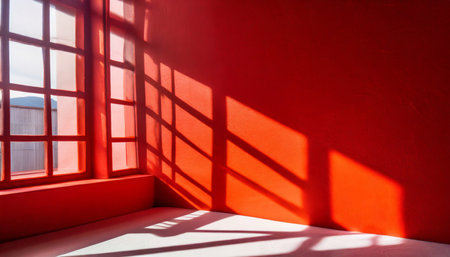 abstract red background with shadows of windowの素材