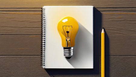 idea light bulb with a pencil flat layの素材