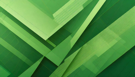 abstract green background with angles diagonals and triangle shapes in geometric patternの素材