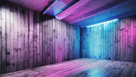 interior with neon lightsの素材
