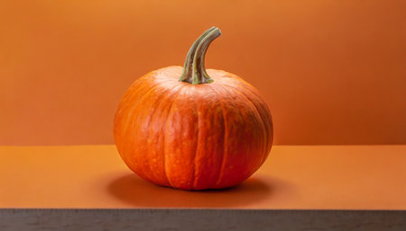 autumn orange pumpkin on an orange backgroundの素材
