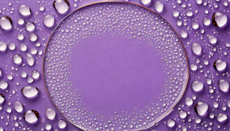 frame of water drops on purple backgroundの素材
