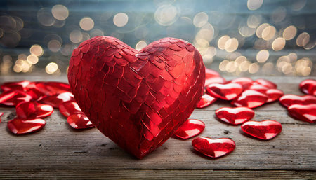 shiny red heart backgroundの素材