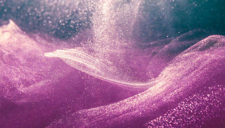abstract elegant detailed pink glitter particles flow with shallow depth of field underwater holiday magic shimmering luxury background festive sparkles and lights de focusedの素材