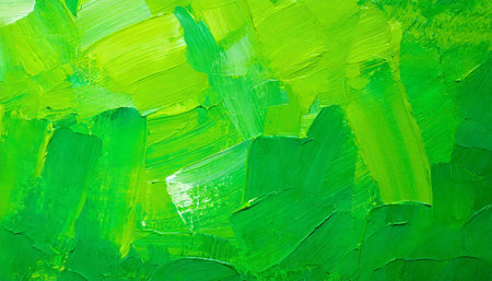 closeup of abstract rough colorful neon green colors art painting texture background wallpaper with oil or acrylic brushstroke waves pallet knife paint on canvas generative aiの素材