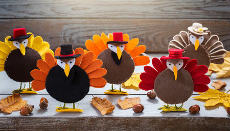 felt turkeys for thanksgivingの素材