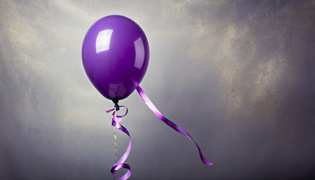 purple balloon on a curly ribbonの素材