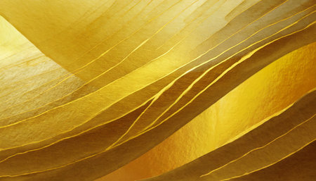 abstract golden background with gradient waves lines and shadows watercolor gold foil texture imitation created with generative ai technologyの素材