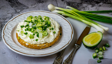 benedictine spread cream cheese with cucumber and spring onions united states cuisineの素材