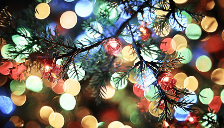 color christmas lights backgroundの素材