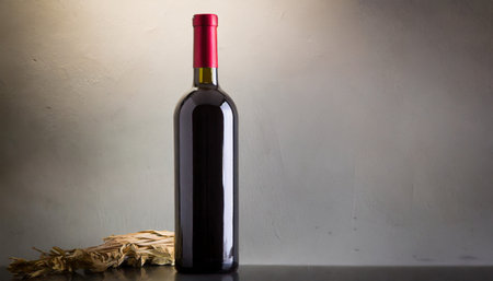 red wine bottle on backgroundの素材