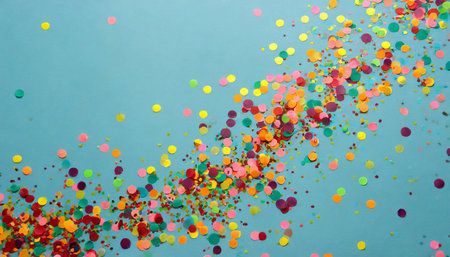 confetti scattered on the light blue background bright dots on the backgroundの素材