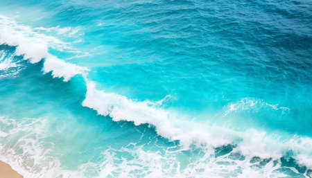 blue sea wave tide pattern on white background closeup top view turquoise ocean water surf texture summer holidays frame border tropical vacation backdrop travel banner design copy spaceの素材