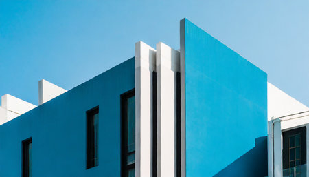 minimalistic architecture facades blue backgroundの素材