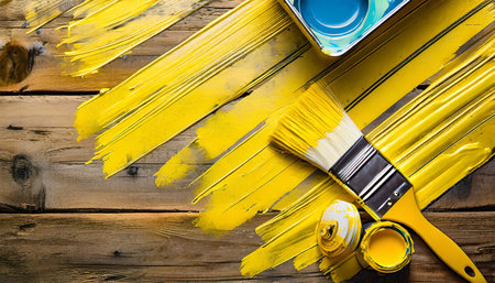 yellow paint background strokes for designerの素材