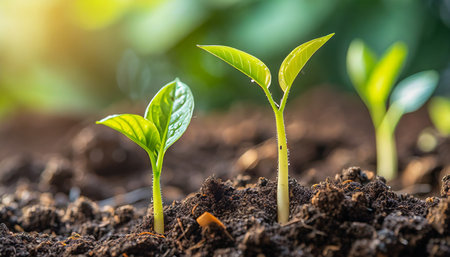young sprout growing in the soil generative aiの素材