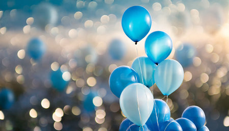 blue air balloons on a backgroundの素材