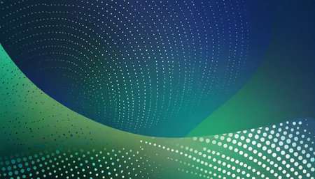 blurry blue and green gradient color with halftone abstract circle layer on dark blue and green background vibrant abstract background use for template advertising invitation cardの素材