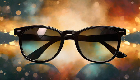 digital illustration of black sunglasses on backgroundの素材