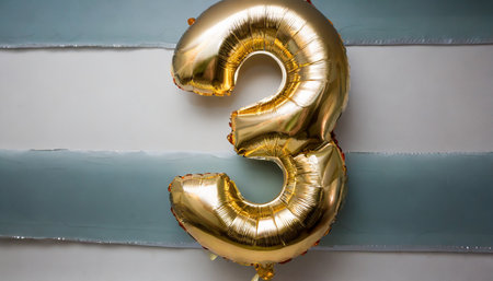 3 foil balloon number three on white backgroundの素材