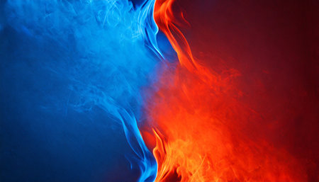 fire and water element blue and red contrast backgroundの素材